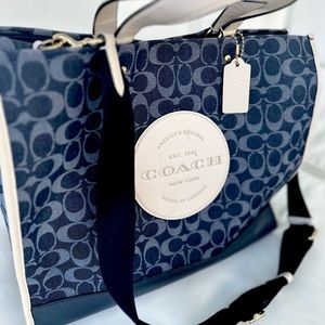 COACH BIG denim TOTE BAG - Dempsey Tote 40 In Signature Denim With Coach Patch